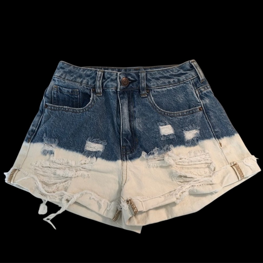 PacSun Mom Distressed Ombre Denim Shorts - Size 24. Mid-high rise